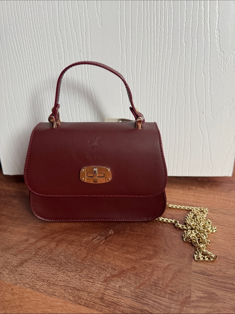 Vera Pelle Genuine Leather Burgundy Purse